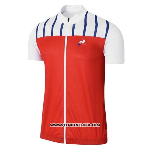 2017 Maillot Ciclismo Coq Sportif Tour DE France Rouge et Blanc Manches Courtes et Cuissard